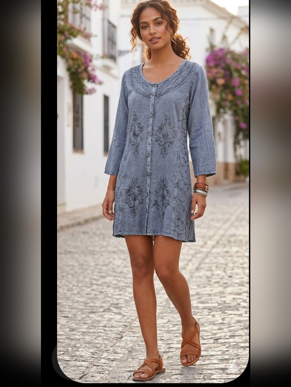 NO BRAND. Embroidered 100% VISCOSE Midi Dress Womens SIZE: FREE SIZE (M)